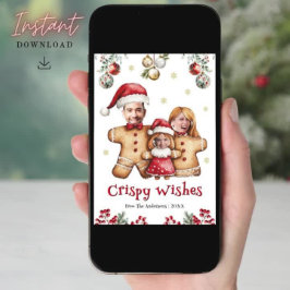 Rolig Familjefoto med Pepparkakor Jul Ansikten Rol Julkort