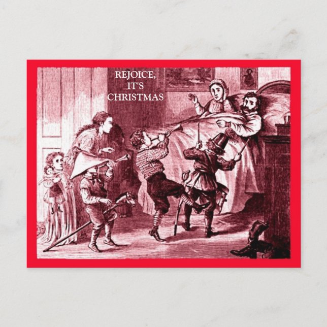 Rolig familjejul, Upphetsade barn trötta föräldrar Vykort (Framsida)