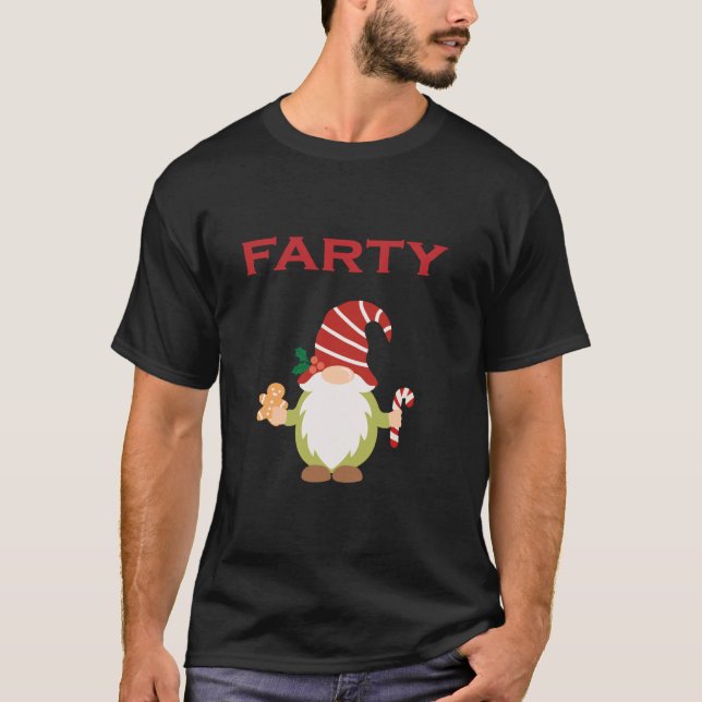Rolig Fancy Dress Party Pruttande Tomte  T Shirt (Framsida)