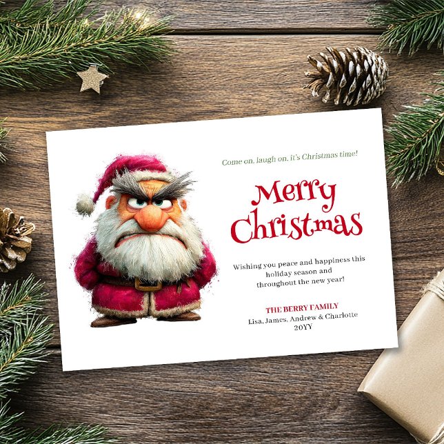 Rolig fantasifull julhälsning från tomten i digita julkort (Funny whimsical Santa digital holiday greeting)