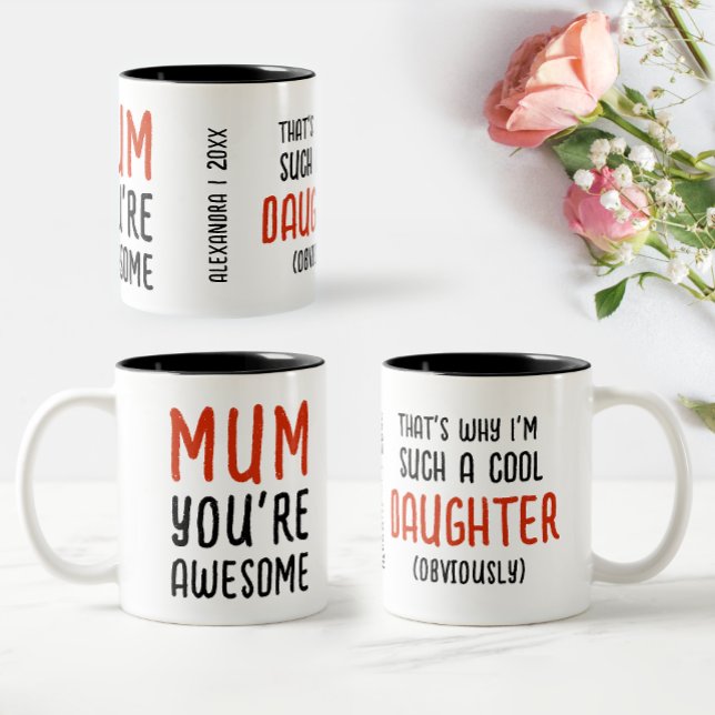 Rolig fantastisk Mors dag Dotter Fet typografi Två-Tonad Mugg (Skapare uppladdad)