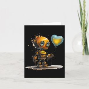 Rolig fantastisk valentin kärleksrobot med hjärta  kort
