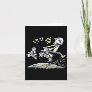 Rolig far son dirt bike motocross körning humor kort