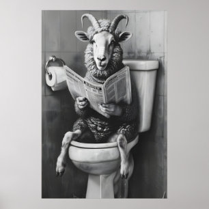 Rolig får-tryck för badrum, Toalett Humor Tidnings Poster