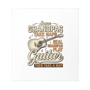 Rolig farfar gitarr vintage gravyr skjorta design anteckningsblock