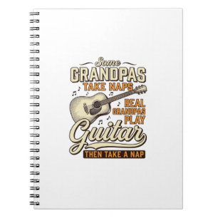 Rolig farfar gitarr vintage gravyr skjorta design anteckningsbok