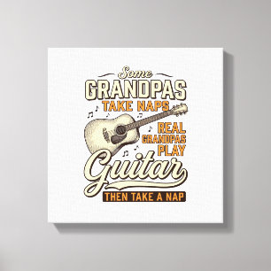 Rolig farfar gitarr vintage gravyr skjorta design canvastryck