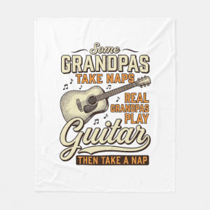 Rolig farfar gitarr vintage gravyr skjorta design fleecefilt