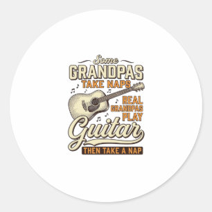 Rolig farfar gitarr vintage gravyr skjorta design runt klistermärke