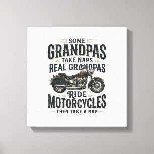 Rolig Farfar Motorcykel Lurvig Vintage Vektor Desi Canvastryck