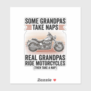 Rolig farfar motorcykel vintage gravyr t-shirt klistermärken