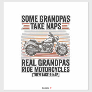 Rolig farfar motorcykel vintage gravyr t-shirt klistermärken