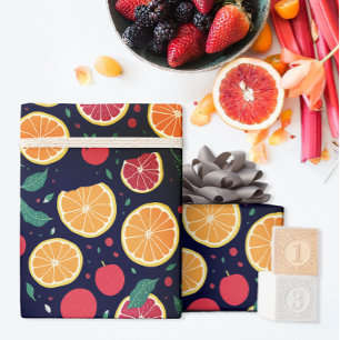 Rolig färg Citrus Grapefrukt Orange blad Mönster Presentpapper