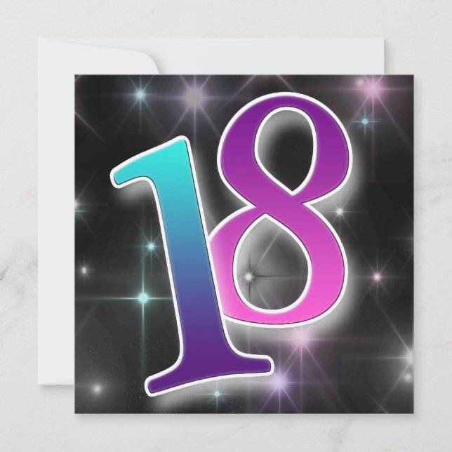 Rolig & färgglad 18th födelsedagsfest inbjudan (Framsida)