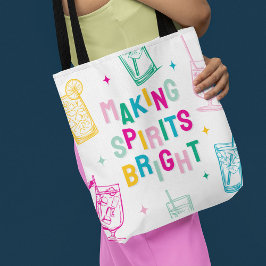 Rolig Färgglad Julstämning 'Making Spirits Bright' Tygkasse