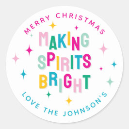 Rolig Färgglad Julstämning Runt Klistermärke