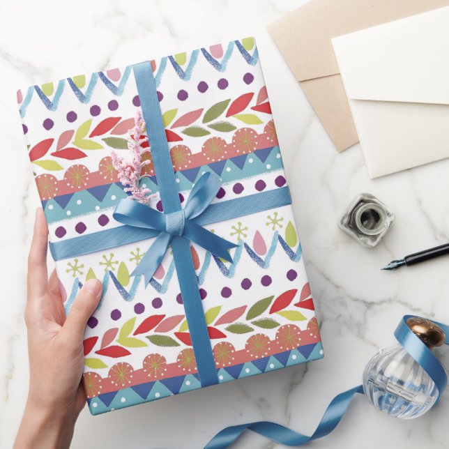 Rolig färgglad klotter-inpackningspapper presentpapper (Gifting)