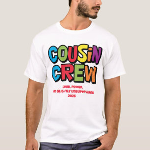 Rolig färgglad kusincrews familjeåterträff t shirt