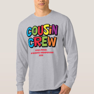 Rolig färgglad kusincrews familjesammankomst t shirt