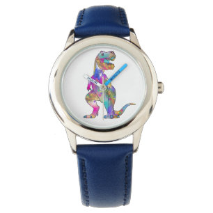 Rolig färgglad läskig Dinosaurkonst för T Rex Armbandsur
