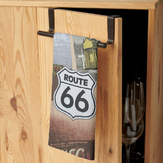 Rolig färgglad Route 66-kollage-mönster Kökshandduk