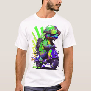 Rolig Färgglad Sköldpadda På En Scooter Kopiera T Shirt