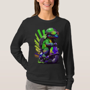Rolig Färgglad Sköldpadda På En Scooter Kopiera T Shirt