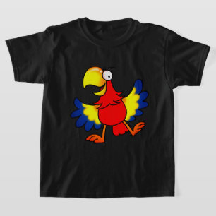 Rolig Färgglad Tecknad Papegoja Fågel T Shirt