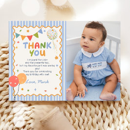 Rolig Färgrik Barnkalas Foto Tack Kort