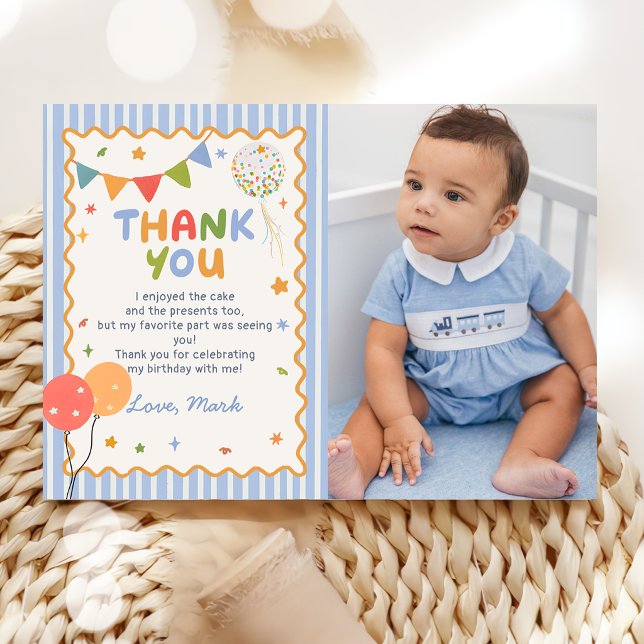 Rolig Färgrik Barnkalas Foto Tack Kort (Skapare uppladdad)