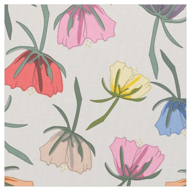 Rolig färgrik blommig design på bomull tyg (Närbild)