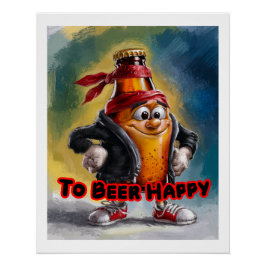 Rolig, Färgrik Burk med Öl Mycket Glad på en Perfect Poster