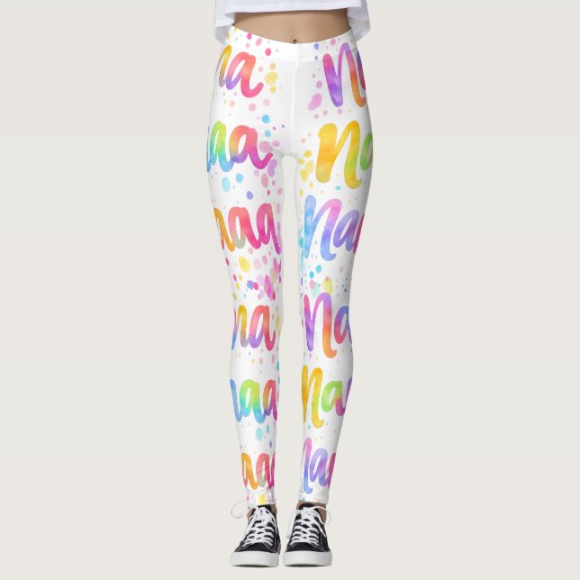Rolig Färgrik Drömsk Citat Målarfärg Stänker Regnb Leggings (Framsida)