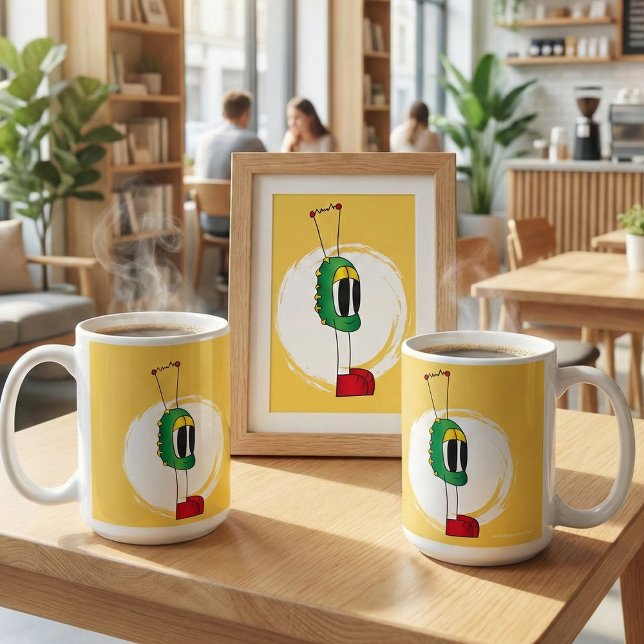 Rolig, Färgrik, Excentrisk, Tecknad Karaktär Kaffemugg (Take a look at this very cool cartoon character mug! )