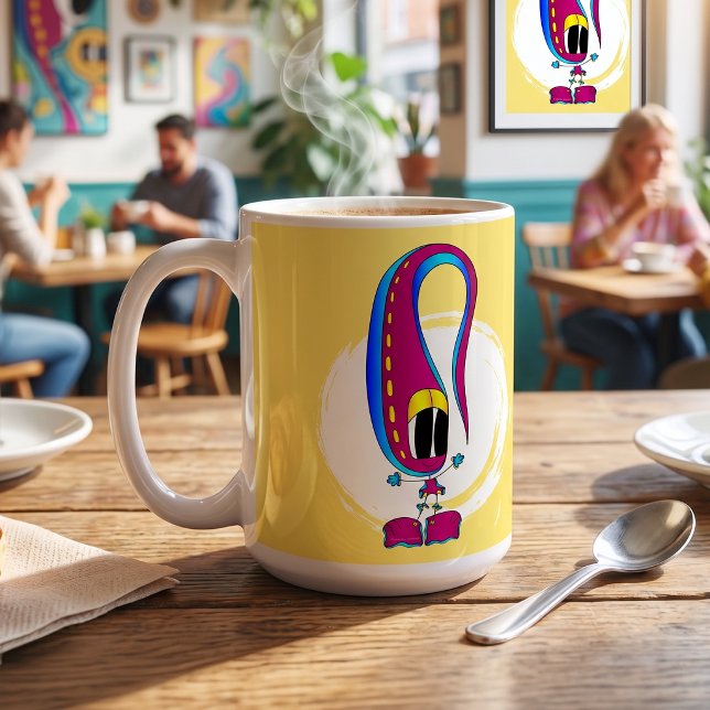 Rolig, Färgrik, Excentrisk, Tecknad Karaktär Kaffemugg (Hey - check this very cool cartoon character mug!)