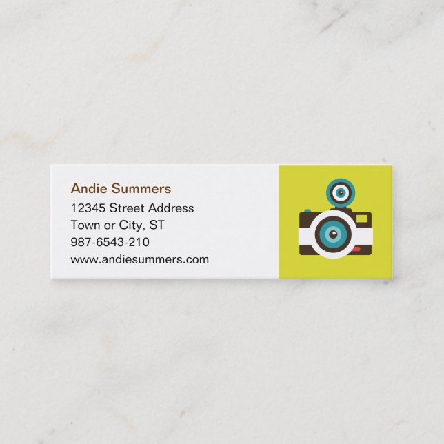Rolig färgrik FishEye kamerafotograf Mini Visitkort (Framsida)
