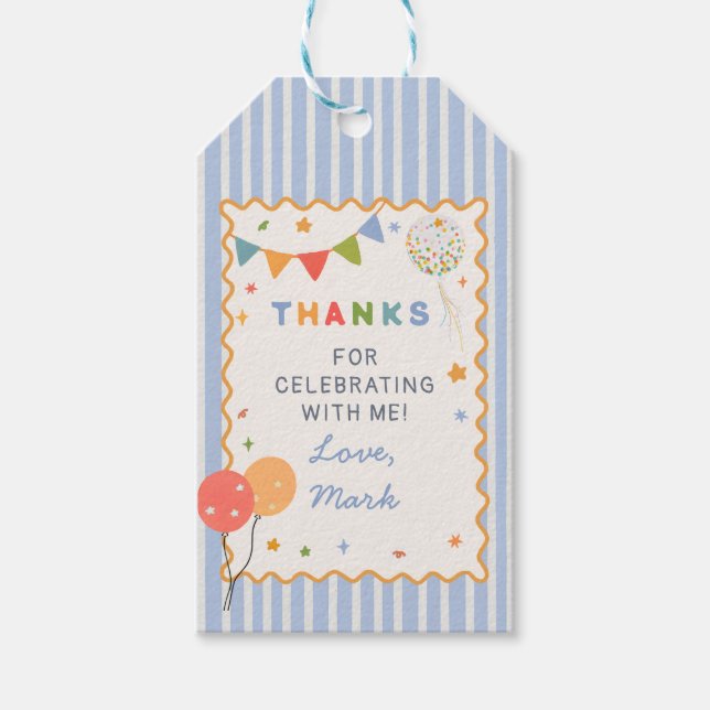 Rolig Färgrik Födelsedagspresent För Barn Presentk Presentetikett (Framsidan)