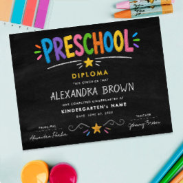 Rolig Färgrik Förskolebarn Utexaminerad Stjärndipl Poster