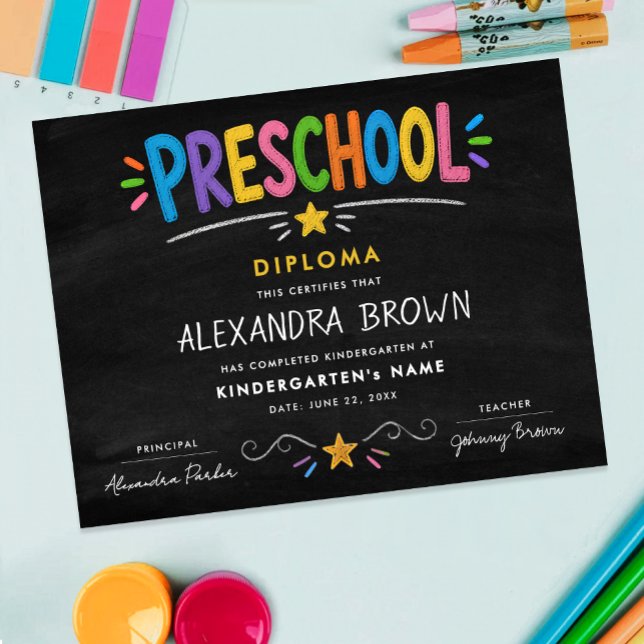 Rolig Färgrik Förskolebarn Utexaminerad Stjärndipl Poster (Skapare uppladdad)