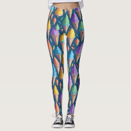 Rolig färgrik glasskon sött efterrättsmönster leggings