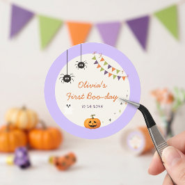 Rolig Färgrik Halloween Födelsedag Pappersdekal Runt Klistermärke