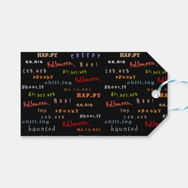 Rolig & Färgrik Högtidstypografi Halloweenanda Presentetikett (Framsidan (Horisontell))