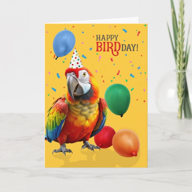 Rolig Färgrik Hybrid Macaw Papegoja Födelsedag Kort (Framsida)