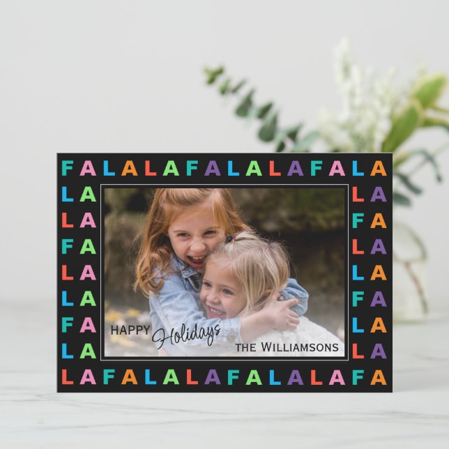 Rolig Färgrik Klassisk FA LA LA LA Högtidsstund Julkort (Stående Fram)
