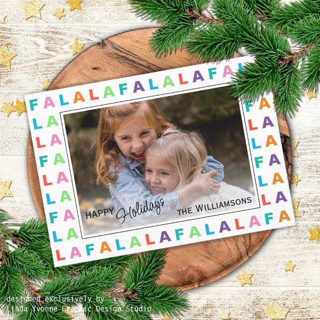 Rolig Färgrik Klassisk FA LA LA LA Högtidsstund Julkort (Skapare uppladdad)