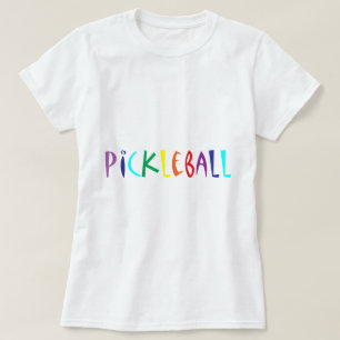 Rolig färgrik Pickleball brevdesign T Shirt