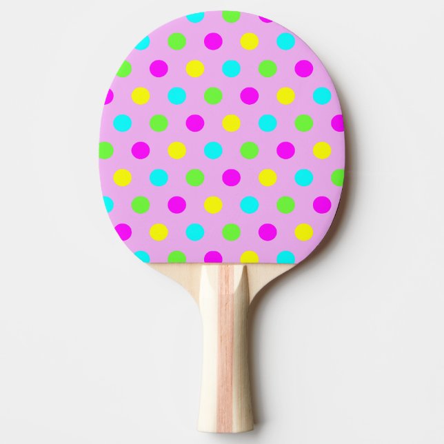 Rolig färgrik polka dots pingisracket (Framsidan)