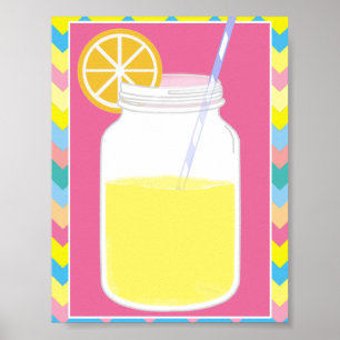 Rolig färgrik rosa sparre för Lemonadesugrör   Poster