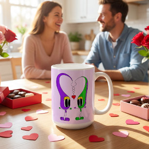 Rolig, Färgrik, Söt, Tecknad Alla Hjärtans Dags-hj Kaffemugg