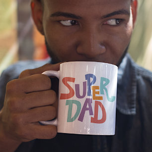 Rolig Färgrik Super Rad Pappa Ordkonst Citat Kaffemugg